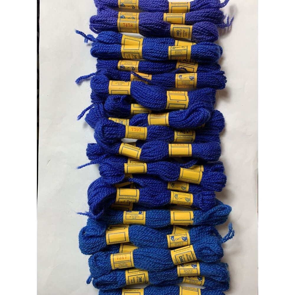 Vintage DMC Wool Yarn Laine Divisible 5 Meters Lot of 28 Dark Blue Purple